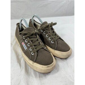 Superga 2705 Cotu Classic Olive Green Canvas Sneakers Fleece Lined Women's 8
